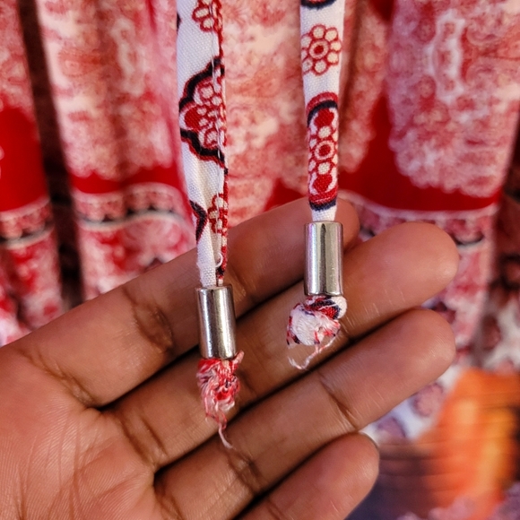 Bohemian, Red and Cream Dress - Picture 8 of 9